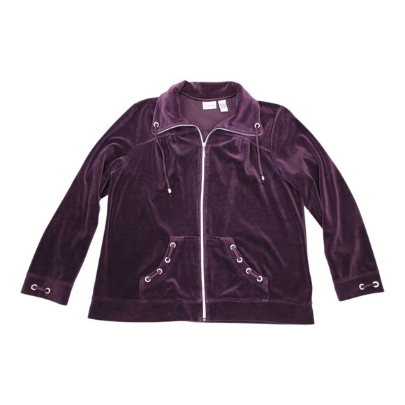 Chicos Zenergy Womens Purple Velvet Zip-Up Jacket Size 3 - Picture 1 of 8